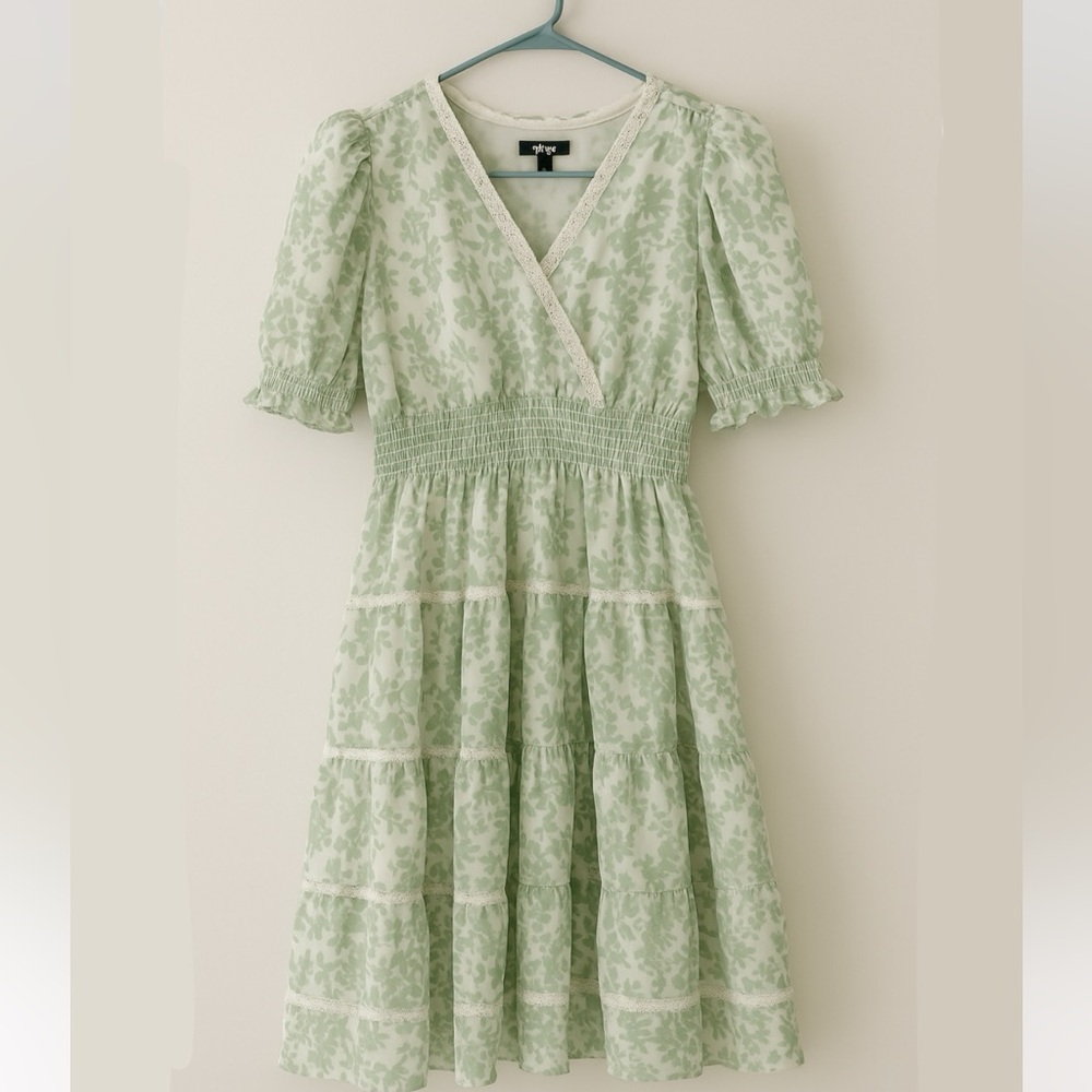 Taylor Light Green Floral Midi Dress